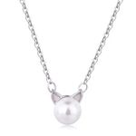 Pearl Cat Necklace Silver Photo 1