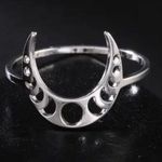 Silver Crescent Moon Phase Ring Stainless Steel Jewelry Photo 0