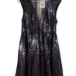 Free People Black Combo Sequin Mini Sheer V Top Party Cocktail Dress Sz XS NWT Photo 0