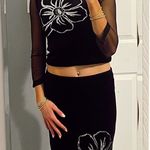 Y2K Black Silver Floral 2 Piece Skirt Set Size XXS Photo 0