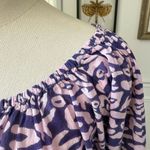 Hiho Purple Abstract 3/4 Sleeve Elastic Neck Cuff Shift Dress Cotton M Size M Photo 5