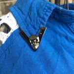 Lulumari Blue Tie front top Metal Skull Collar Photo 2