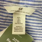 H&M Light Blue Linen Blend Striped Ruffle Blouse Photo 3