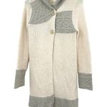 prAna  Size XS Sweater Cream Gray Tight Knit Long Duster 2 Button Cardigan Casual Photo 0