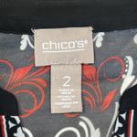 Chico's Bedazzled Floral Tunic Top Dark Romantic Sheer Size 2 Medium 12/14 Photo 2