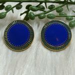 Vintage Laurel Burch gold tone earrings Blue Photo 3