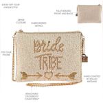 NWT Mary Francis Creme and Gold Beaded Bride Tribe Clutch Bag Photo 15