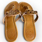 Tory Burch Tan Miller Sandals – Leather Logo Flats Photo 6
