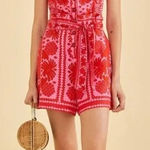Farm Rio NWT  Red Jungle Scarf Romper - small Photo 0