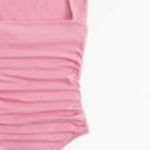 Abercrombie & Fitch Abercrombie Cotton-Blend Seamless Fabric Ruched Portrait Bodysuit  Photo 0