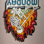Fire Flames Monday Skeleton Funky Y2K Boho Scatter Pin Black Photo 0
