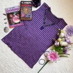 Vintage purple satin textured ruffled sleeveless tank top blouse Size M Photo 2