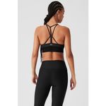 Alo Yoga  Lavish Bra Bralette Strapped Mesh Band Glossy Black Lurex Shine Size XS Photo 1
