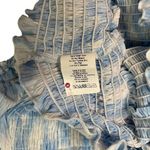 Lush Clothing New Lush Womens Size Large Cropped Top Smocked Cap Puff Sleeve White Blue Swirl Photo 11