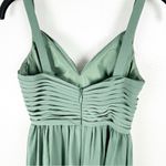 Azazie Eucalyptus A-Line V-Neck Pleated Front Split Chiffon Dress Size A0 Photo 9