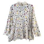 Eloquii Blouse Size 26 White Multicolor Mushroom Flower Button Up Whimsical Top Photo 3