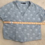 ZARA  Blue Palm Tree Print Button Down Short Sleeve Collared Blouse Shirt Top M Photo 7