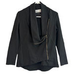 Olivaceous Black Asymmetrical Zipper Basic Jacket With Pockets Women Sz S Photo 0