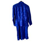 Vintage 100% Silk Butterfly Garden Embossed Print Skirt Suit Set size M 8 🦋 Blue Size M Photo 2