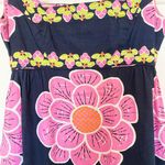 Vintage Vivid Bright Pink 3D Flower Cotton Maxi Dress Multiple Size 2 Photo 2