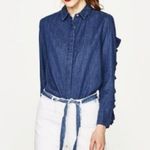 ZARA Denim Frilled Sleeve Shirt Photo 0
