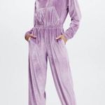 Fabletics  Velour Zip Up Wide Leg Onesie in Bright Lilac Size XS Photo 0