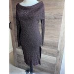 BCBG MAX AZRIA LAURIE OFF THE SHOULDER SWEATER DRESS LARGE METALLIC BURGUNDY Photo 5