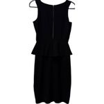 Ganni Eleanor Black Textured Sleeveless Low V Zip Back Peplum Dress Size XS Photo 2