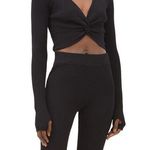 Bandier NWOT Le Ore Rimini Twist-Front Rib Knit Crop Top - Black - XL Photo 0