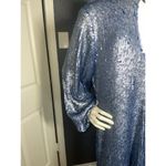 Boohoo Sequin High Neck Cut Out Smock Dress Size 10 Blue Sparkly Mini Photo 3