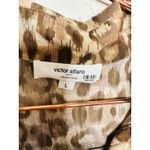 VICTOR ALFARO Brown Animal Print Sleeveless Front Hidden Button Placket Top L Size L Photo 6