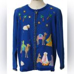 Quacker Factory Vintage Nativity Scene Christmas Sweater cottagecore grandma Size L Photo 1