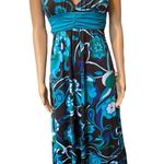 Sequin Hearts Y2K Brown Blue Hippie Boho Eclectic Groovy Funky Floral Maxi Dress Photo 0