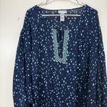 Catherines Navy Blue Confetti Embroidered Pullover Gauze Shirt Size 4X Photo 2