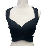 Torn By Ronny Kobo Women’s Torn by Ronny Kobo Black Ribbed Knit Wrap Cropped Top Size Small Photo 0