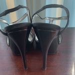 Nina Shoes Nina Womens High Heels Peep Toe Sandals Ankle Strap Black Silver Shoes Size 6 Photo 1
