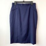 Hugo Boss BOSS by Wool Pencil Skirt Womens Size 8 Navy Blue Corpcore Work Photo 1