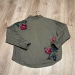 Free People New We The Free by Velvet Roses Green Utility Military Shirt Top Photo 9