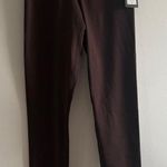 Elegant Chocolate Brown with White Trim Women's Leggings Photo 0