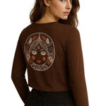 YUKA My Tee Brown Long Sleeve Tie Front Cropped Cardigan Top Size L Yoga Indie Size L Photo 0