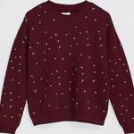 Lou & grey  Women’s Maroon Terry Shooting Star Crewneck Sweatshirt Size Medium Photo 0