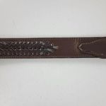 Mens Genuine Leather Belt 34 Brown Basket Weave Braided Solid Brass Buckle Photo 14