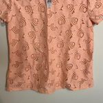 Loft S Women's Peachy Pink Lace Peplum Back Embroidered Short Sleeve Blouse NWT Photo 3