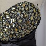 La Femme  Strapless Beaded Bodycon Satin Mini Dress Black Size 8 Photo 10