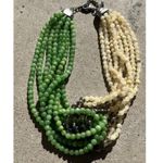 Vintage Green Jade Agate Glass Multi Strand Beaded Women’s Necklace Sz 19” Photo 6