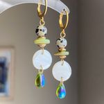 Handmade unique retro vintage fairy boho style dangle earrings🌀🍃💛 Photo 3
