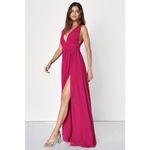 Lulus NWT  Heavenly Hues Magenta Maxi Dress Bridesmaid Gala Wedding Holiday Sz L Photo 3