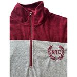 Flirtitude  Women’s NYC Velour 1/4‎ Zipper Sweatshirt Burgundy Gray Size XS Photo 2