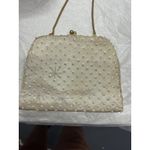 1960s Vintage Off White Beaded Handbag With Gold Trm and Hardware Photo 5
