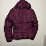 Add Luxury Burgundy Real Down Pillow Neck Puffer Jacket Purple Size 2 Photo 10